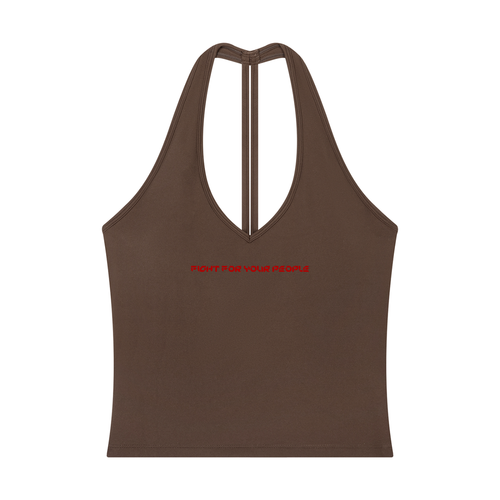 Tank Top Halter V-Neck Cropped – Nowrocky™ — wiązanie halter na karku, detal