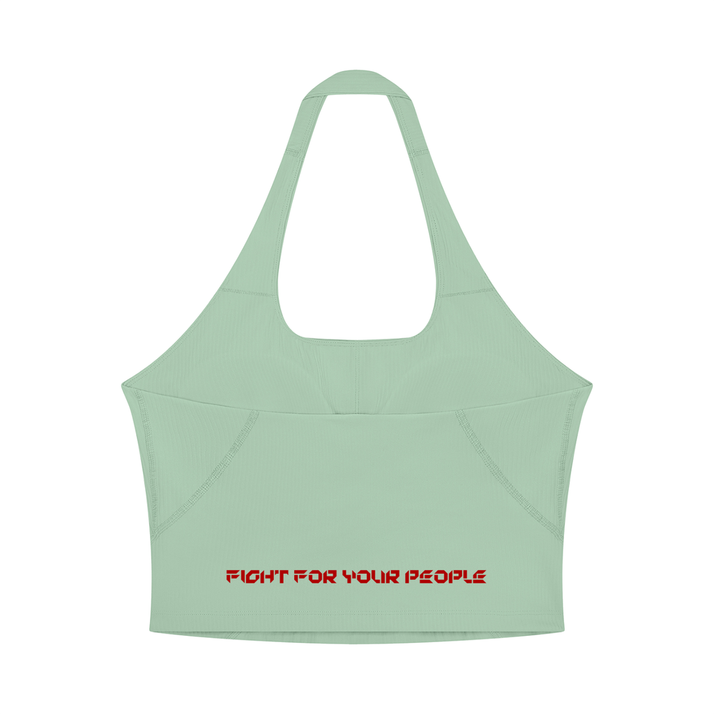 Tank Top Halter Crop – Nowrocky™ — wiązanie za szyją w zbliżeniu