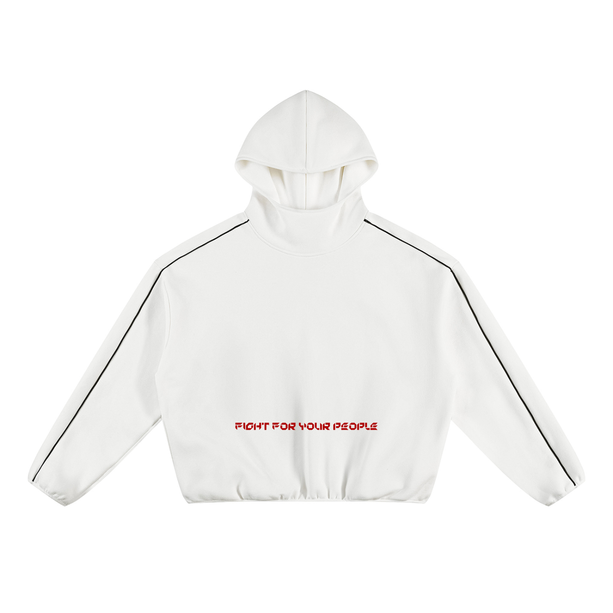 Bluza z Kapturem Boxy Piping Fleece w kolorze biały – Nowrocky (streetwear)