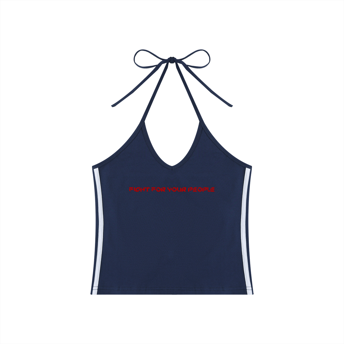 Tank Top Halter Crop Contrast Tape – Nowrocky™ — dolna krawędź kroju crop