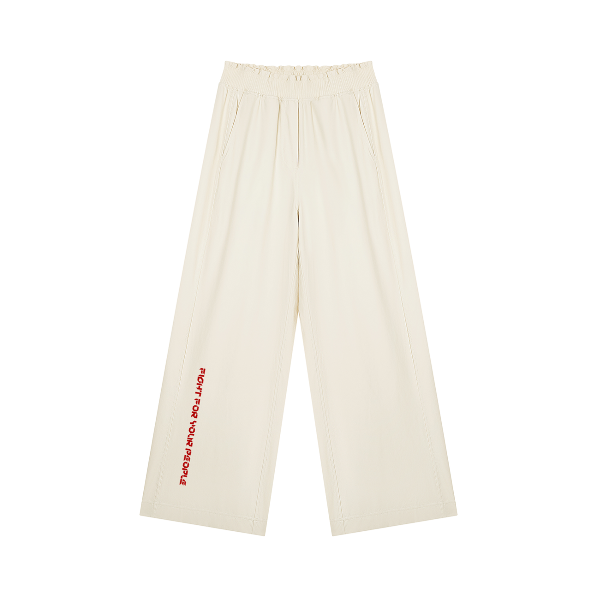 Spodnie Wide Leg Elastic Waist – Nowrocky™ — szeroka nogawka u dołu, detal