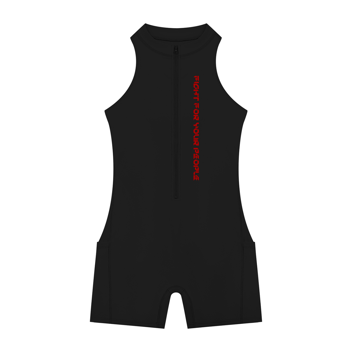 Romper Quarter-Zip z Wycięciami – Nowrocky™ — damski kombinezon sportowy z suwakiem, ujęcie z przodu