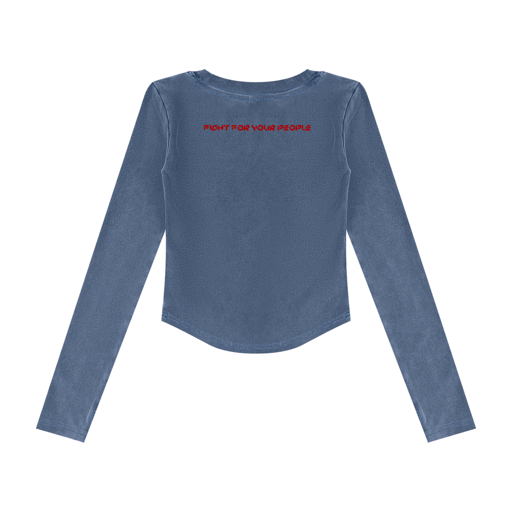 Longsleeve Crop Vintage Wash – Nowrocky™ — detal sprania vintage na materiale
