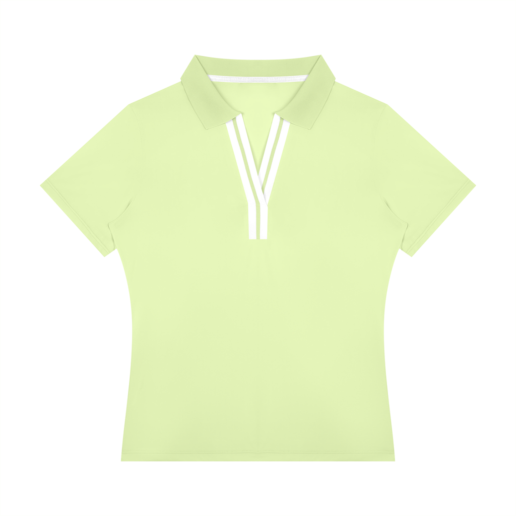 Polo Damskie Color Block Contrast Placket – Nowrocky™ — ujęcie z profilu, dopasowany krój