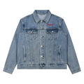 Kurtka Jeansowa Vintage Wash – Nowrocky™ — kurtka dżinsowa na modelu, cała sylwetka