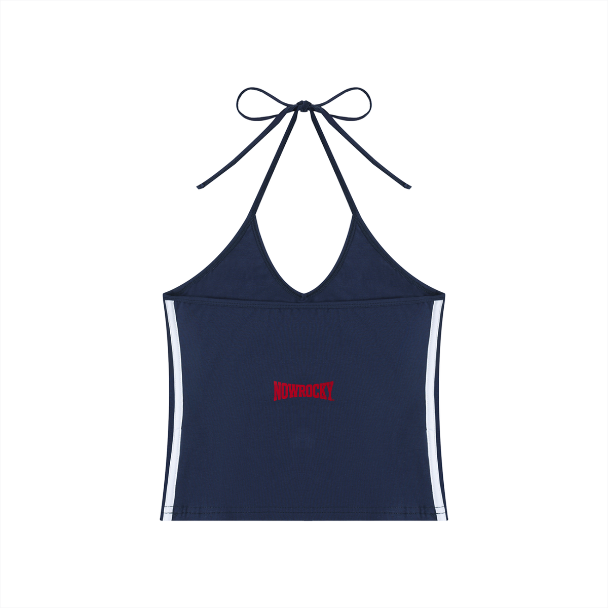 Tank Top Halter Crop Contrast Tape – Nowrocky™ — układ na płasko, całe ujęcie