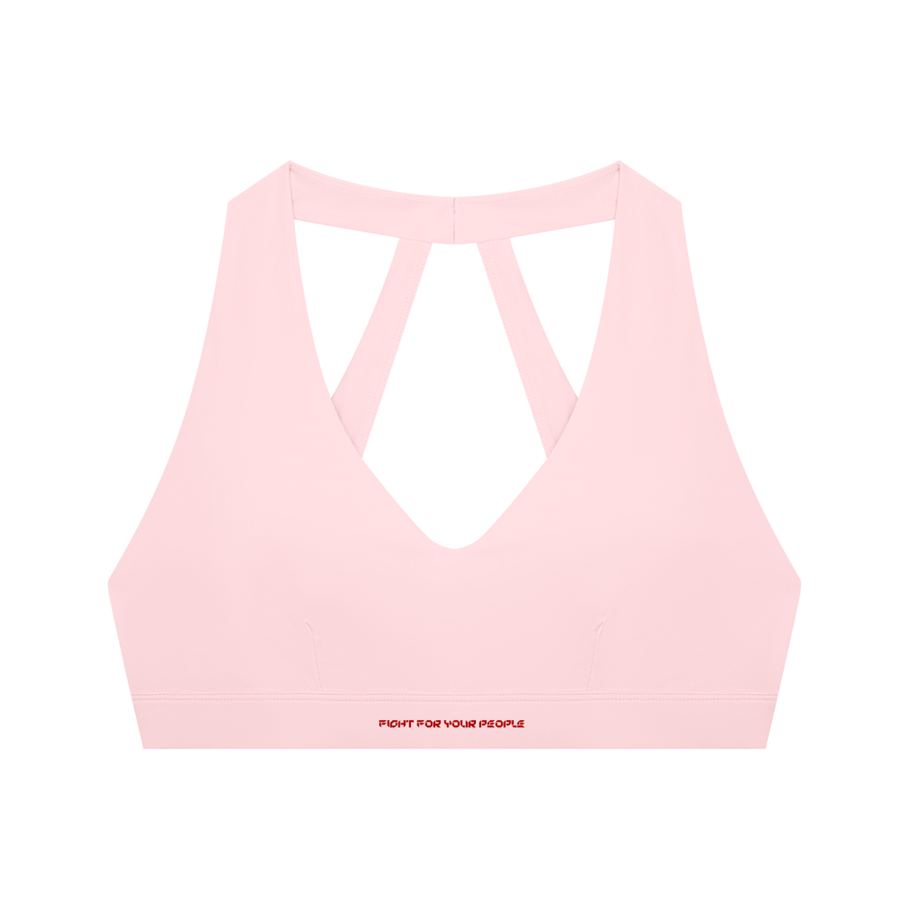 Biustonosz Sportowy Halter Cropped Cut-Out – Nowrocky™ — stanik na modelce, cała sylwetka