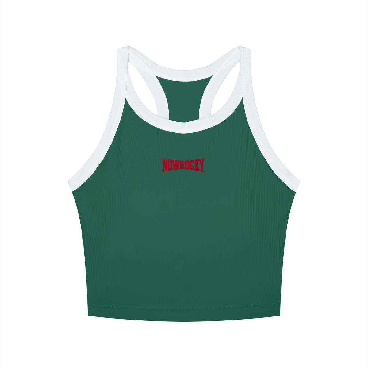 Tank Top Color Block Prążkowany – Nowrocky™ — bezrękawnik sportowy z profilu, cała sylwetka