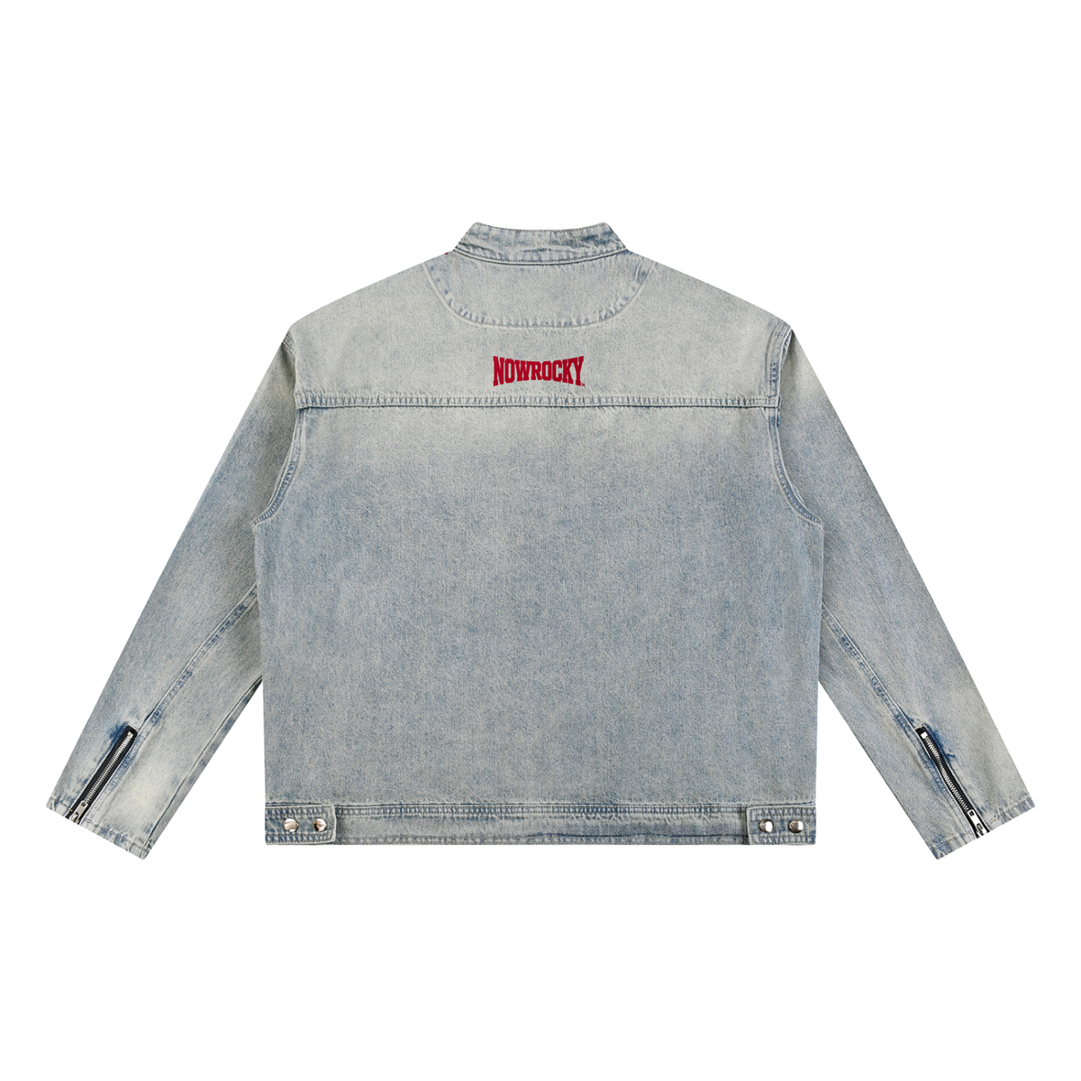 Kurtka Jeansowa Vintage Wash Zip – Nowrocky™ — katana jeansowa od tyłu