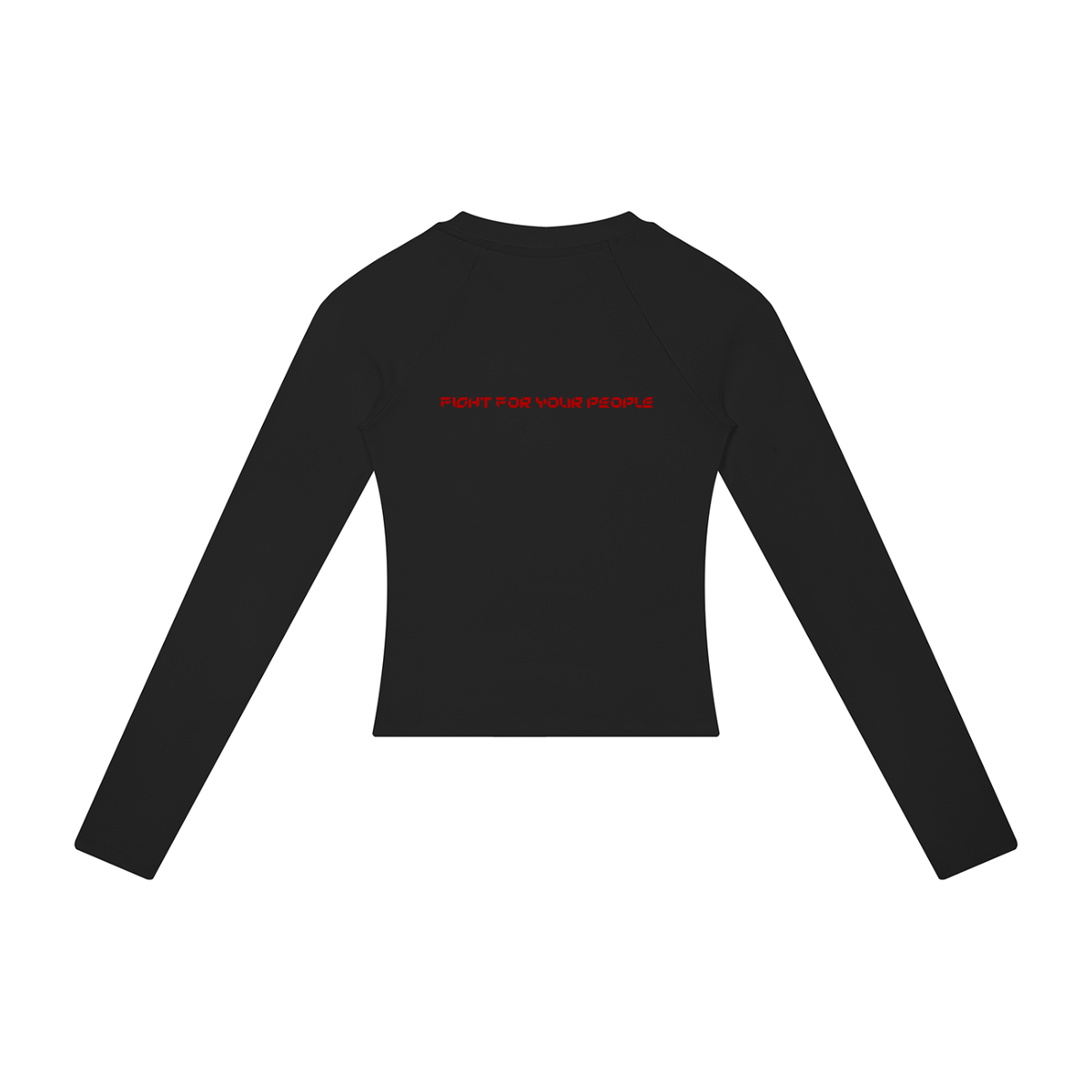 Longsleeve Slim Raglan Crop – Nowrocky™ — longsleeve damski, widok z tyłu w pełnej sylwetce