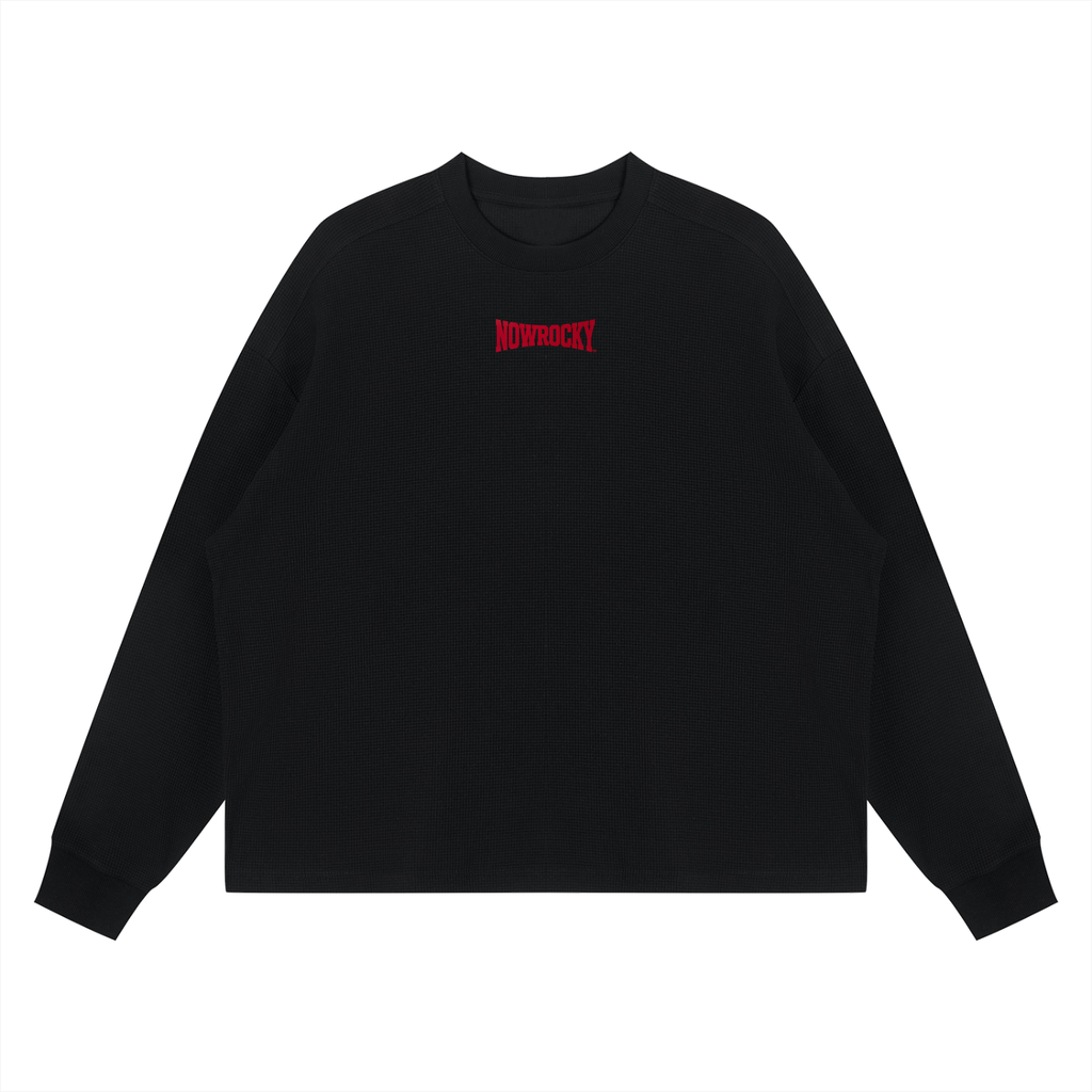 Longsleeve Waffle Boxy Drop Shoulder – Nowrocky™ — koszulka z długim rękawem z waflowej dzianiny