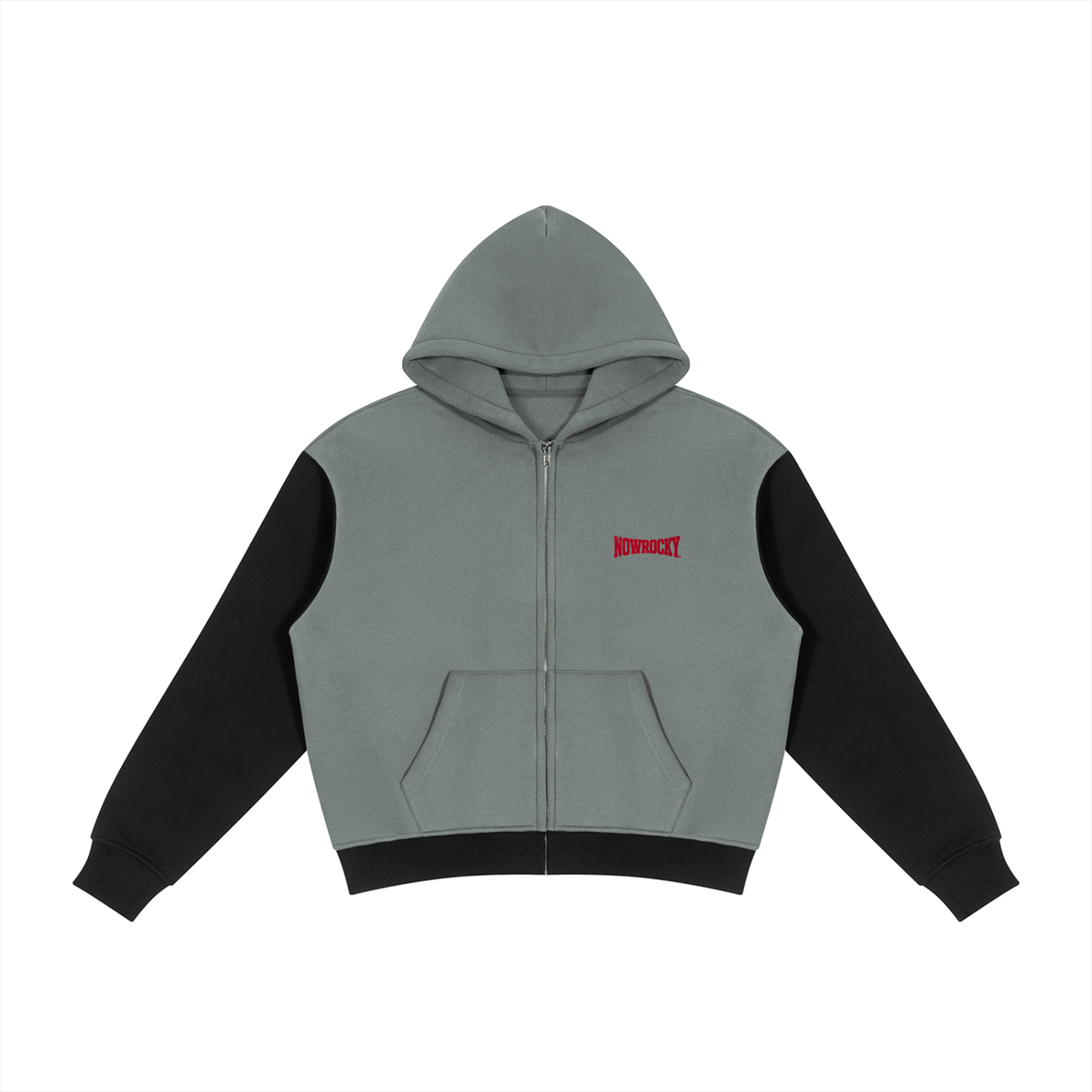 Bluza z Kapturem Color Block Fleece w kolorze grafitowo-czarny – Nowrocky (streetwear)