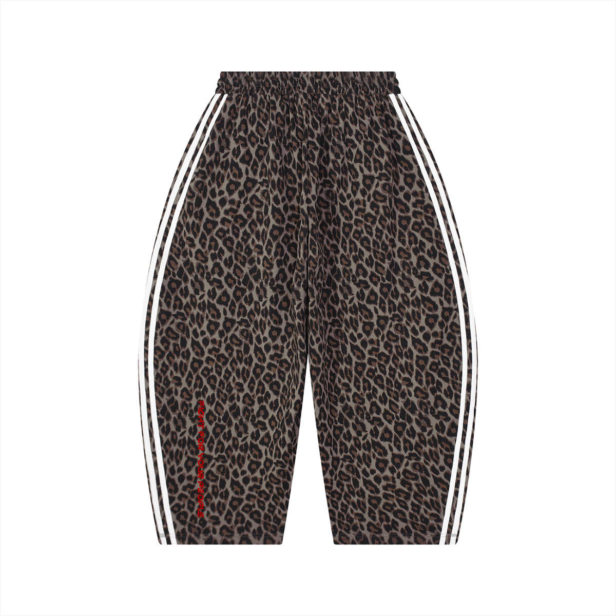 Spodnie Dresowe Leopard Barrel Leg – Nowrocky™ — spodnie dresowe od tyłu, wzór leopard