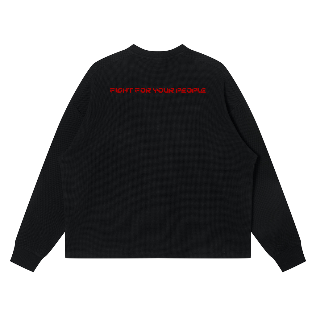 Longsleeve Waffle Boxy Drop Shoulder – Nowrocky™ — longsleeve boxy, widok z tyłu