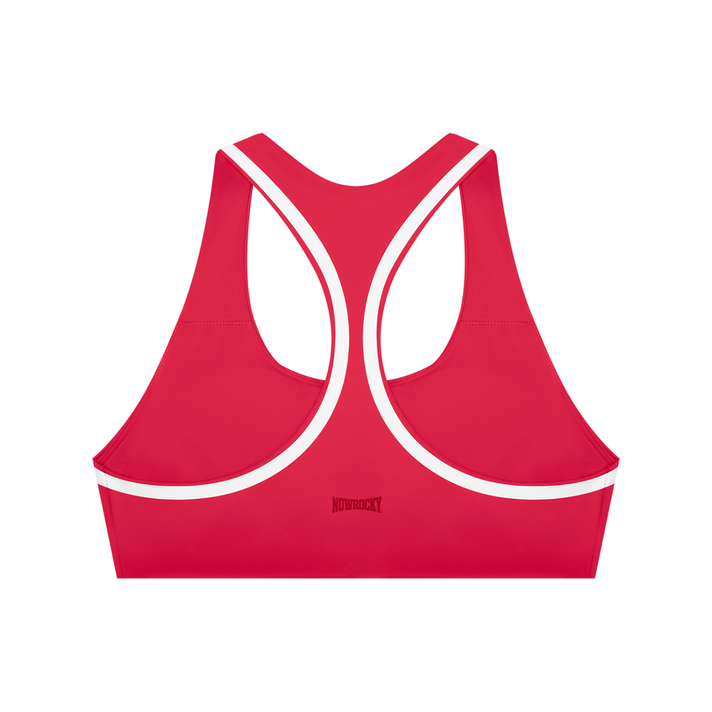 Biustonosz Sportowy Racerback Contrast Tape – Nowrocky™ — układ na płasko na jasnym tle