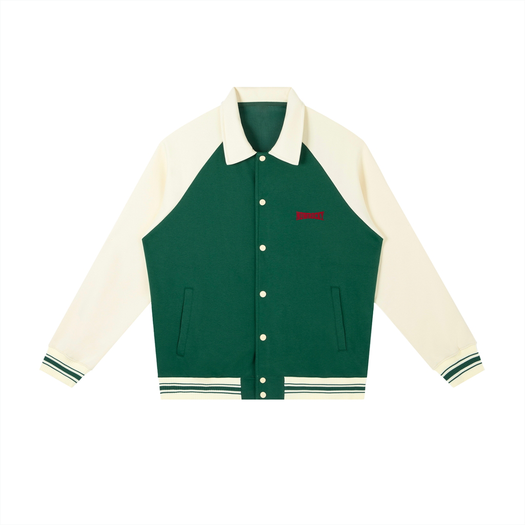 Kurtka Baseball Contrast Raglan – Nowrocky™ — kurtka baseball na modelu, sylwetka