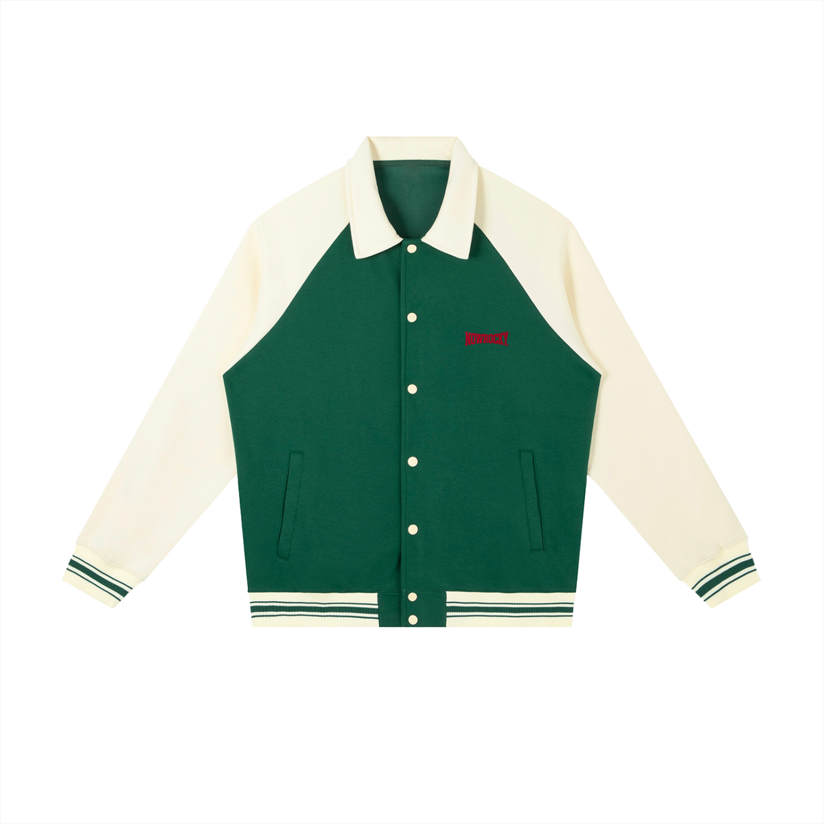 Kurtka Baseball Contrast Raglan – Nowrocky™ — kurtka baseball na modelu, sylwetka