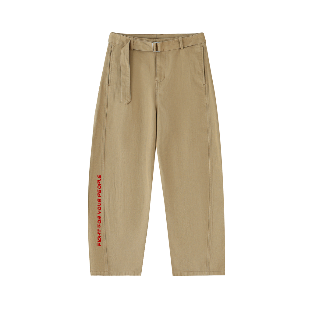 Spodnie Chino Barrel Leg z Paskiem – Nowrocky™ — spodnie na modelu, pełna sylwetka