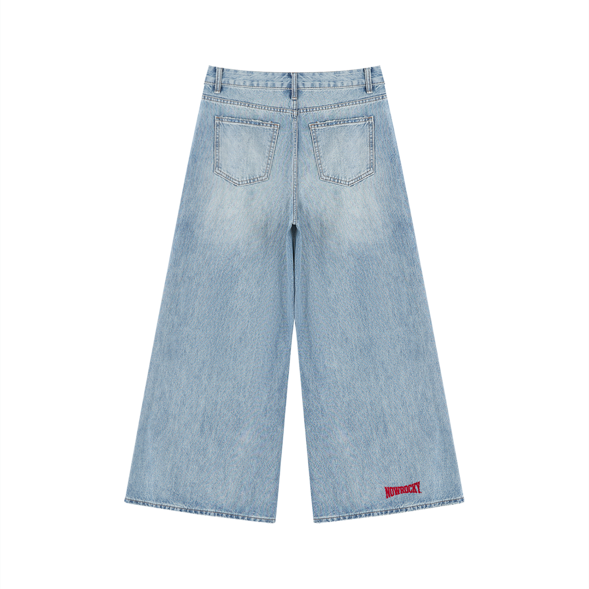 Jeansy Damskie Vintage Wash Distressed Wide Leg – Nowrocky™ — spodnie jeansowe od tyłu