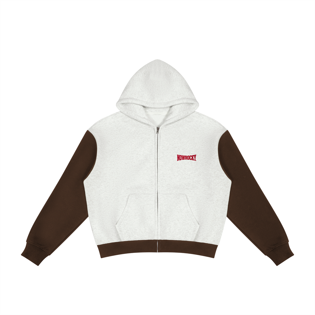 Bluza z Kapturem Color Block Fleece w kolorze szaro-kawowy – Nowrocky (streetwear)