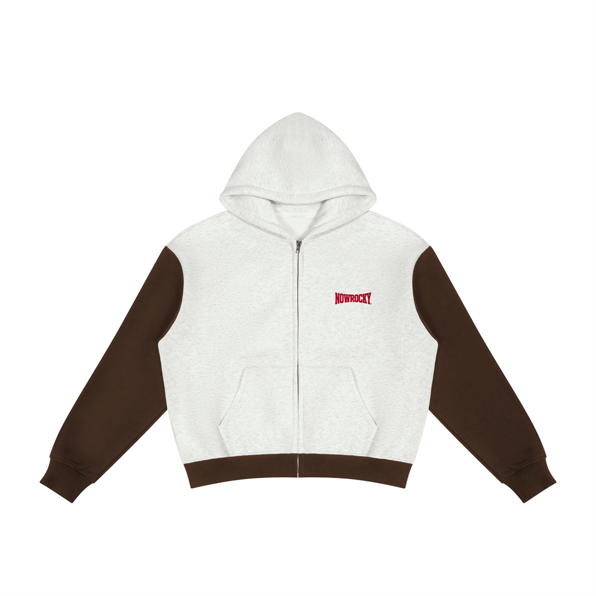 Bluza z Kapturem Color Block Fleece w kolorze szaro-kawowy – Nowrocky (streetwear)