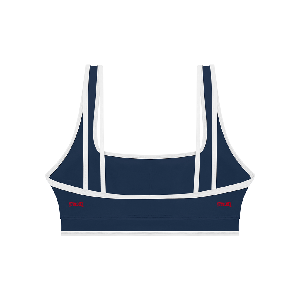 Biustonosz Sportowy Color Block – Nowrocky™ — układ na płasko, pełny obrys kroju