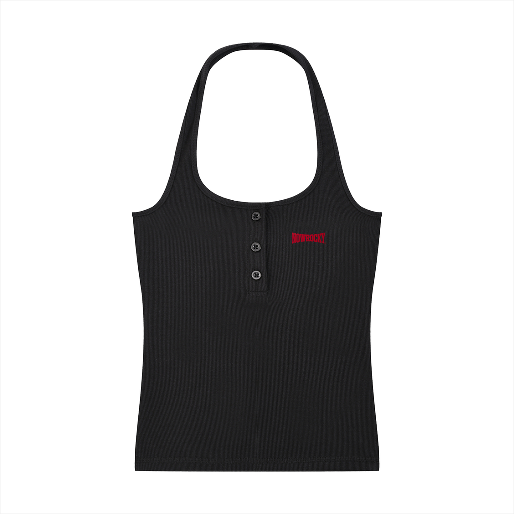 Tank Top Ribbed Henley – Nowrocky™ — koszulka bez rękawów z guzikami henley, przód