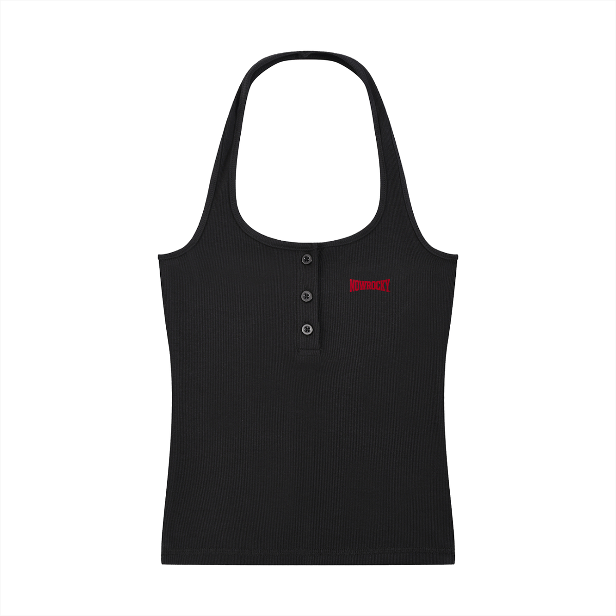 Tank Top Ribbed Henley – Nowrocky™ — koszulka bez rękawów z guzikami henley, przód