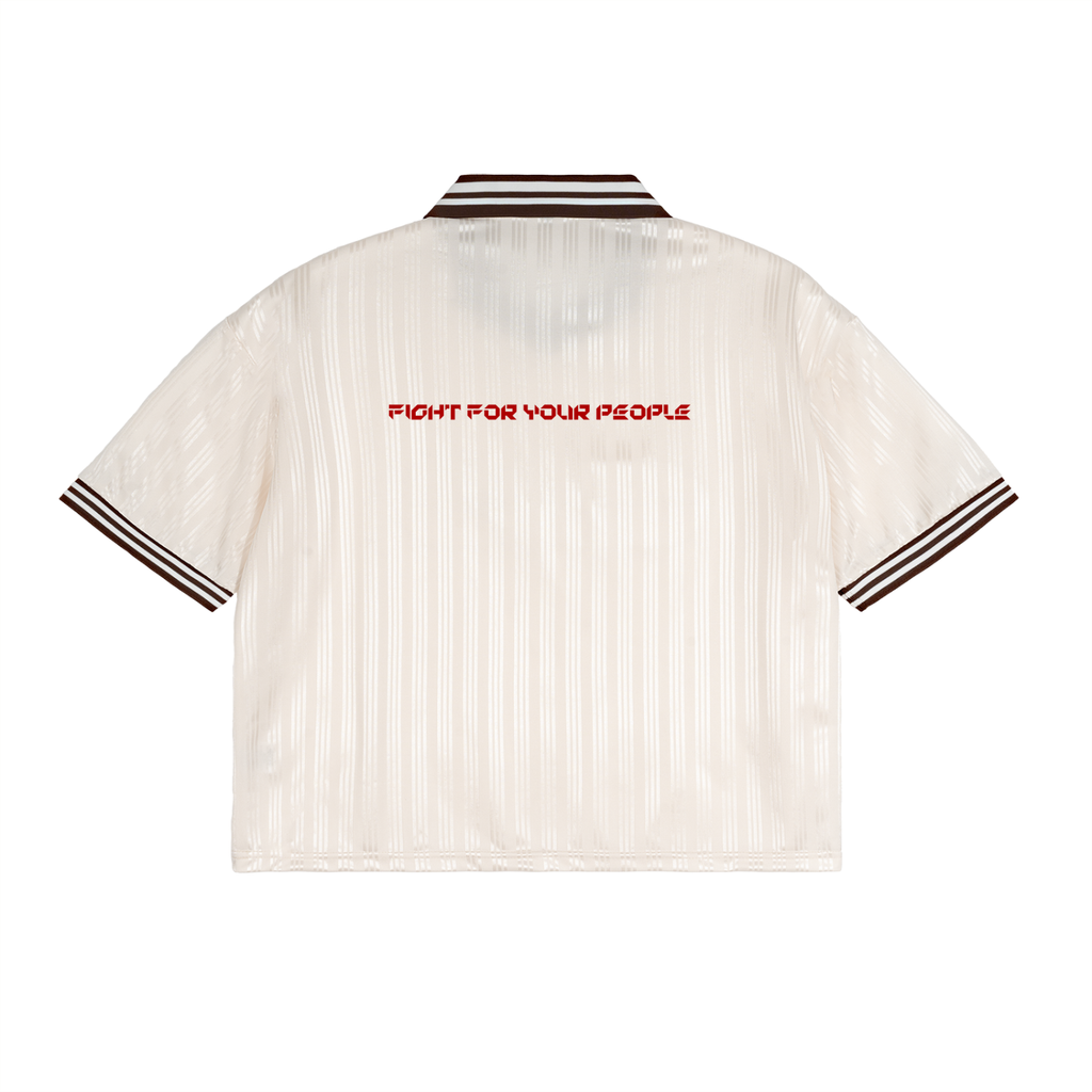 Polo Oversized Contrast Stripes – Nowrocky™ — polo z kontrastowymi paskami, widok z tyłu