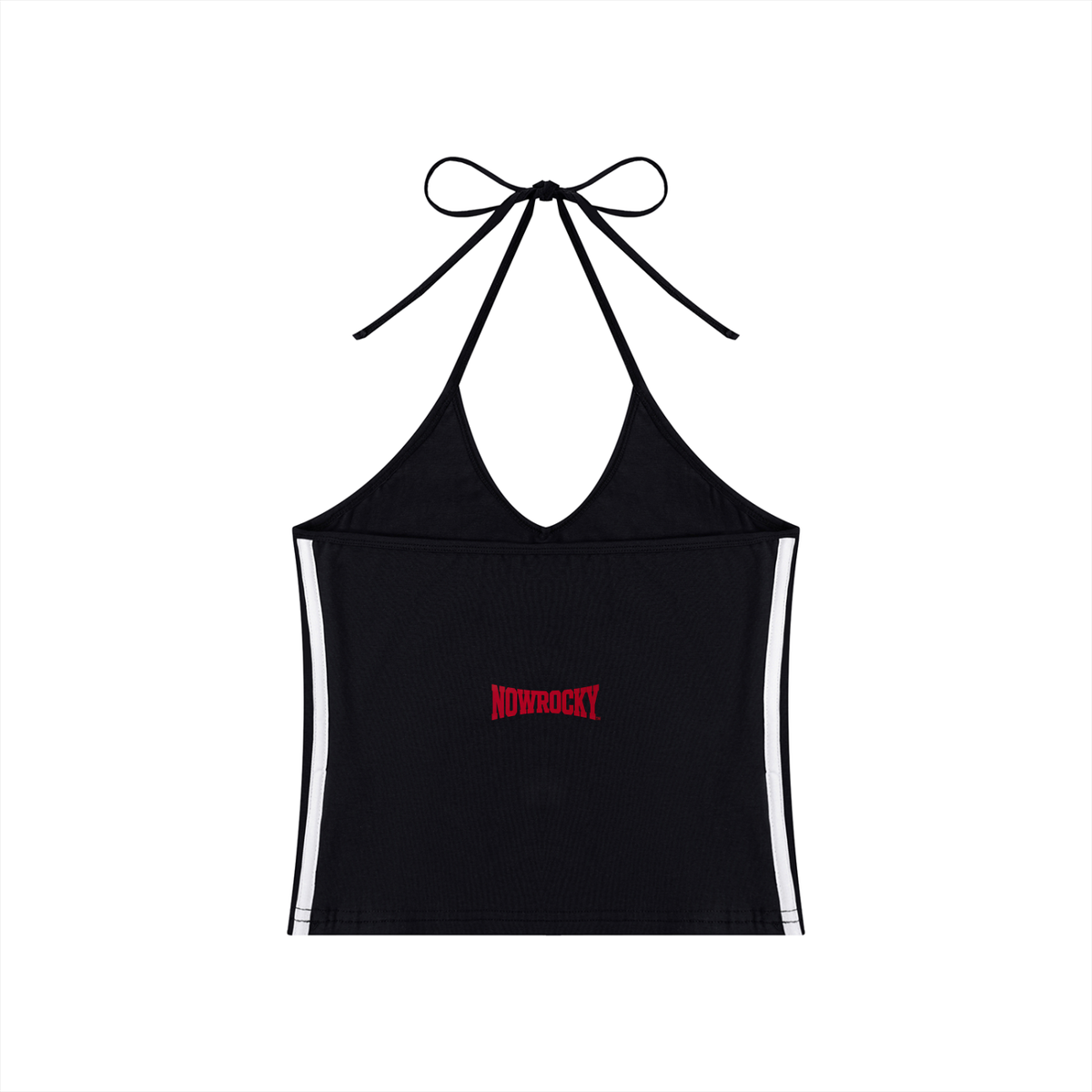Tank Top Halter Crop Contrast Tape – Nowrocky™ — koszulka bez rękawów z wiązaniem na szyi, tył