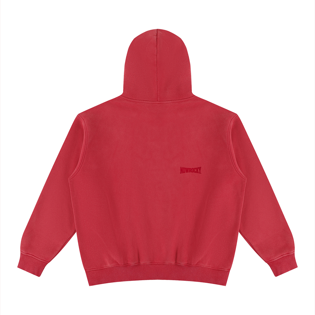 Bluza z Kapturem Fleece Vintage Wash w kolorze czerwony – Nowrocky (streetwear)