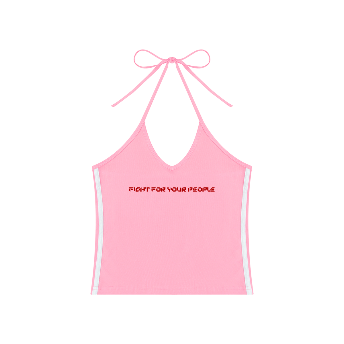 Tank Top Halter Crop Contrast Tape – Nowrocky™ — wiązanie za szyją w zbliżeniu