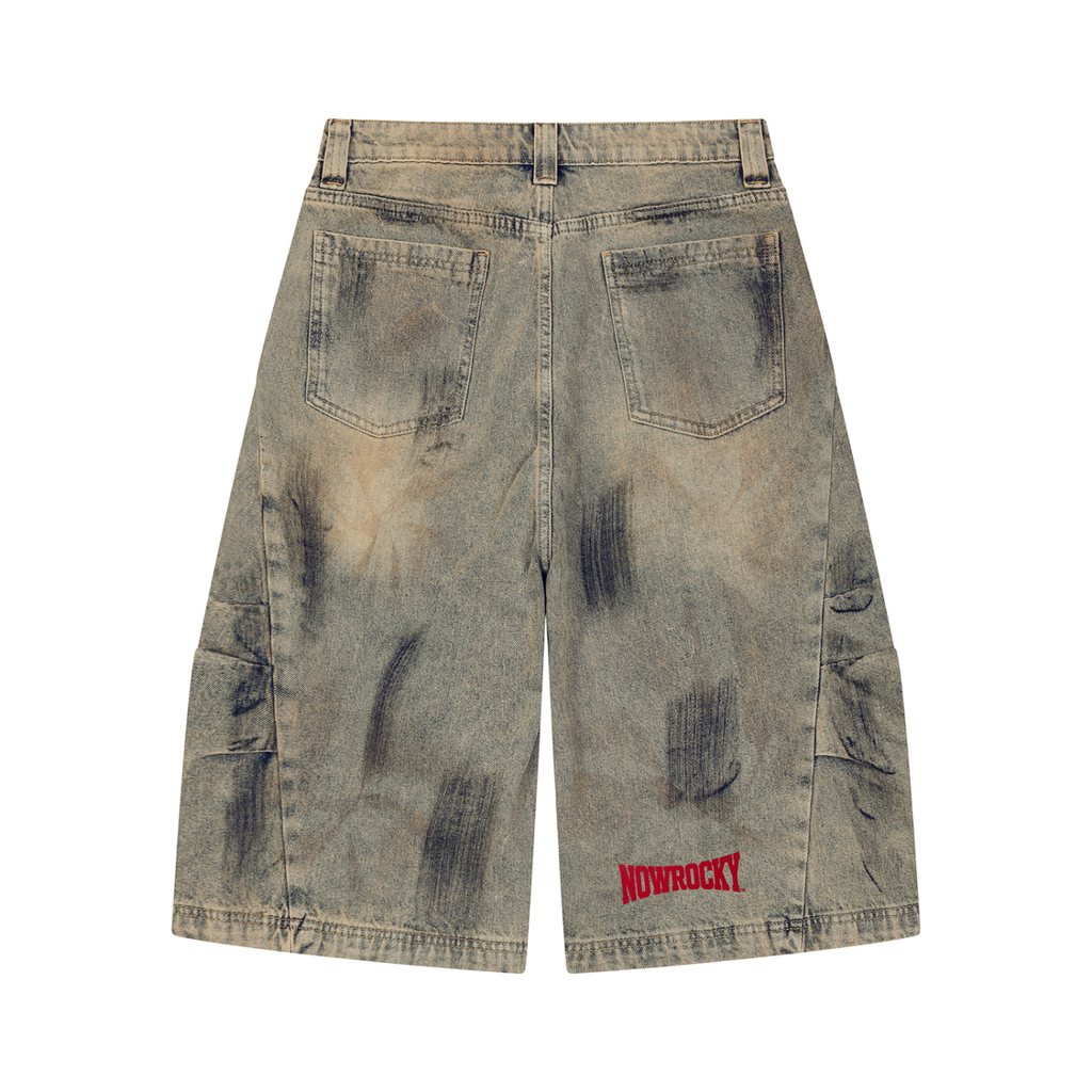 Szorty Jeansowe Vintage Wash – Nowrocky™ — ujęcie z profilu, linia nogawki