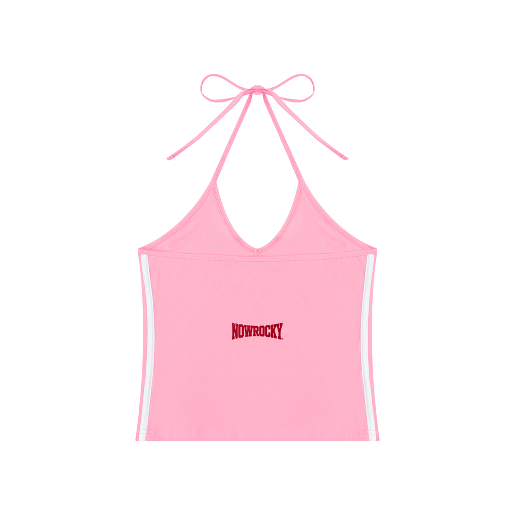 Tank Top Halter Crop Contrast Tape – Nowrocky™ — odkryte plecy i linia szwu