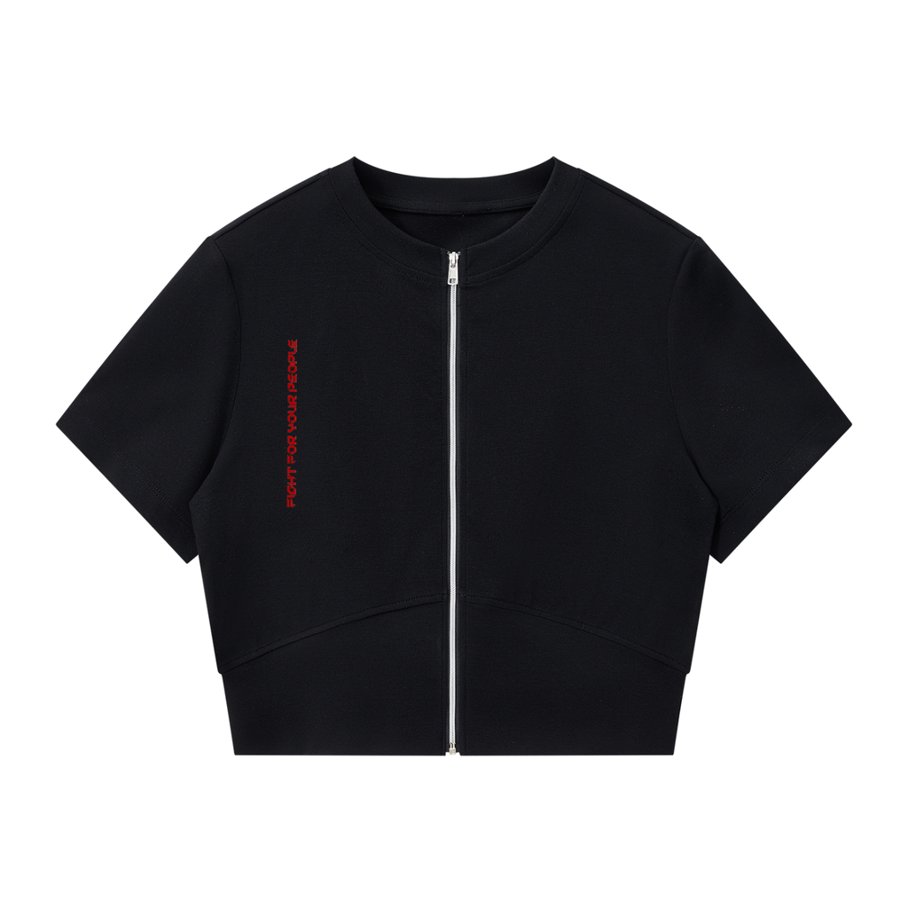 T-shirt Crop z Zamkiem – Nowrocky™ — przód
