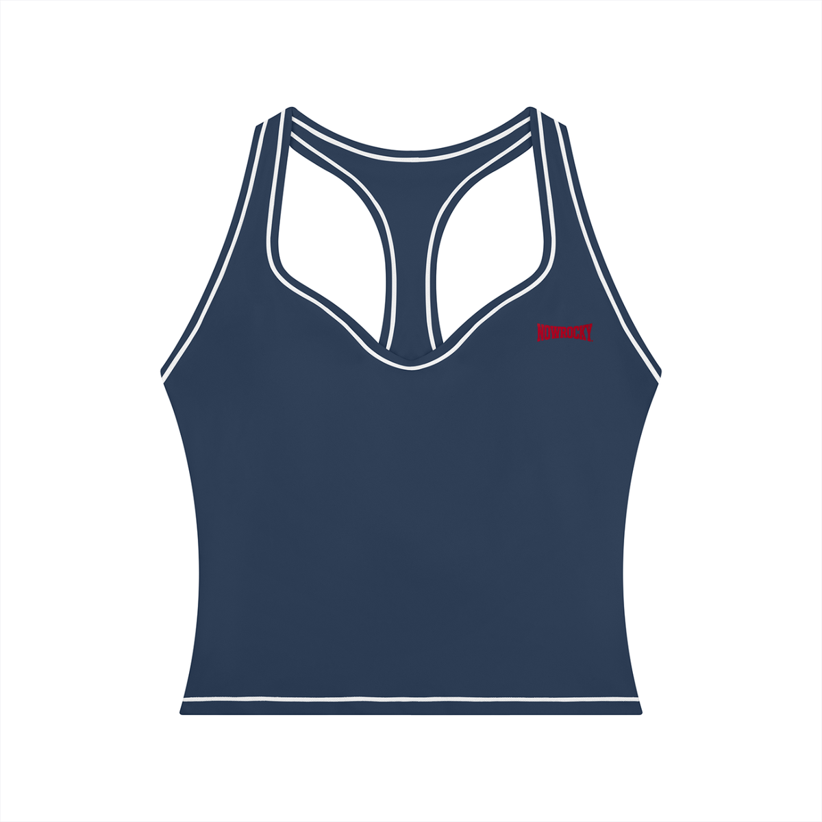 Tank Top Racerback Contrast Stitch – Nowrocky™ — bezrękawnik sportowy z profilu, cała sylwetka