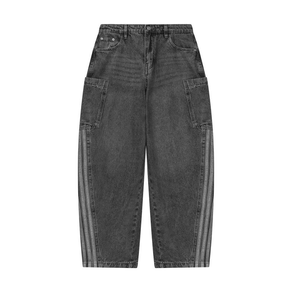 Jeansy Barrel Leg Vintage Wash – Nowrocky™ — spodnie jeansowe barrel leg, przód