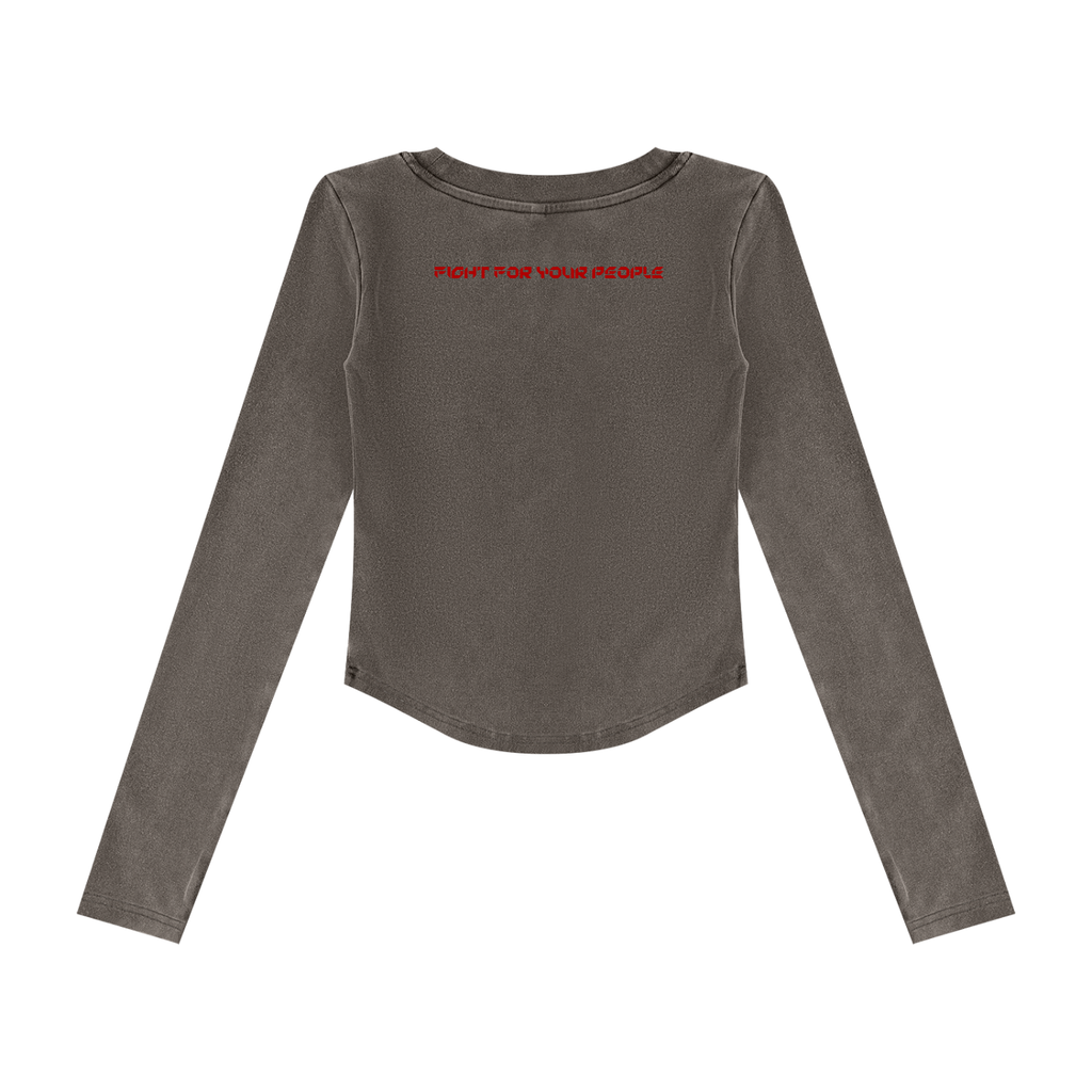 Longsleeve Crop Vintage Wash – Nowrocky™ — mankiet rękawa w zbliżeniu