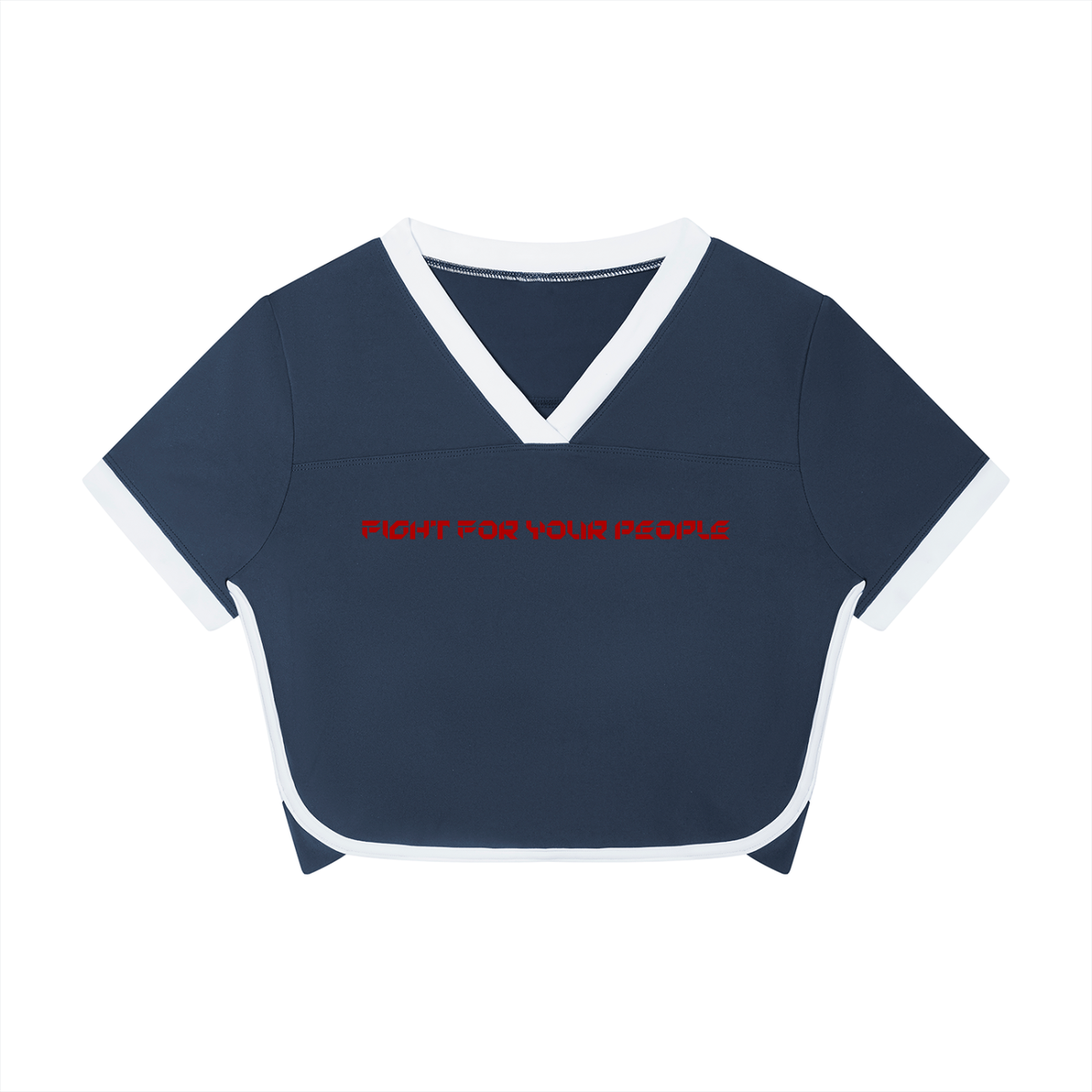 T-shirt Cropped Color Block – Nowrocky™ — t-shirt sportowy z profilu, cała sylwetka