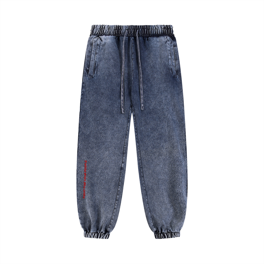 Spodnie Dresowe Snow Wash Jogger – Nowrocky™ — detal przetarcia snow wash