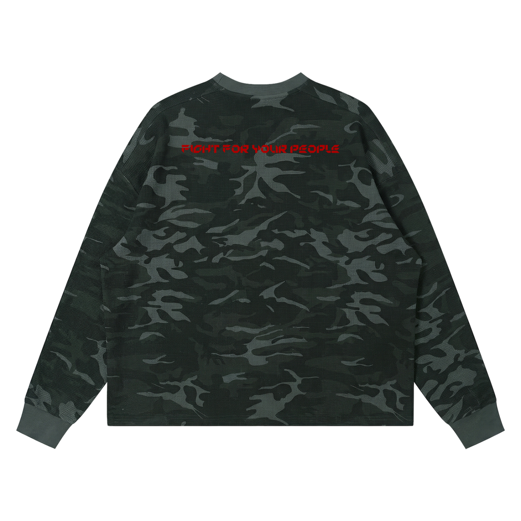 Longsleeve Waffle Boxy Drop Shoulder – Nowrocky™ — dolna krawędź i szew boczny