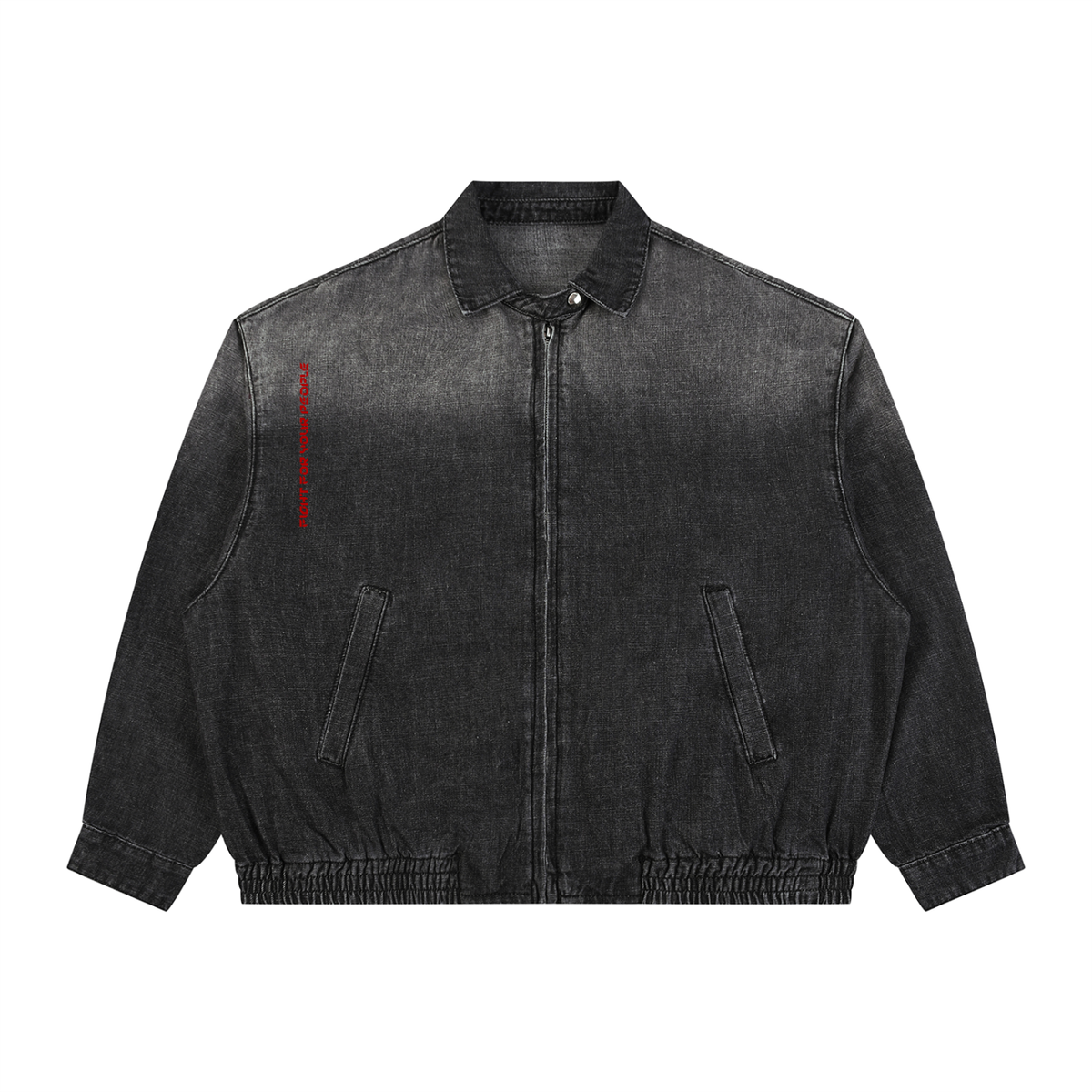 Kurtka Jeansowa Full Zip Vintage Wash – Nowrocky™ — kurtka jeansowa na zamek, przód