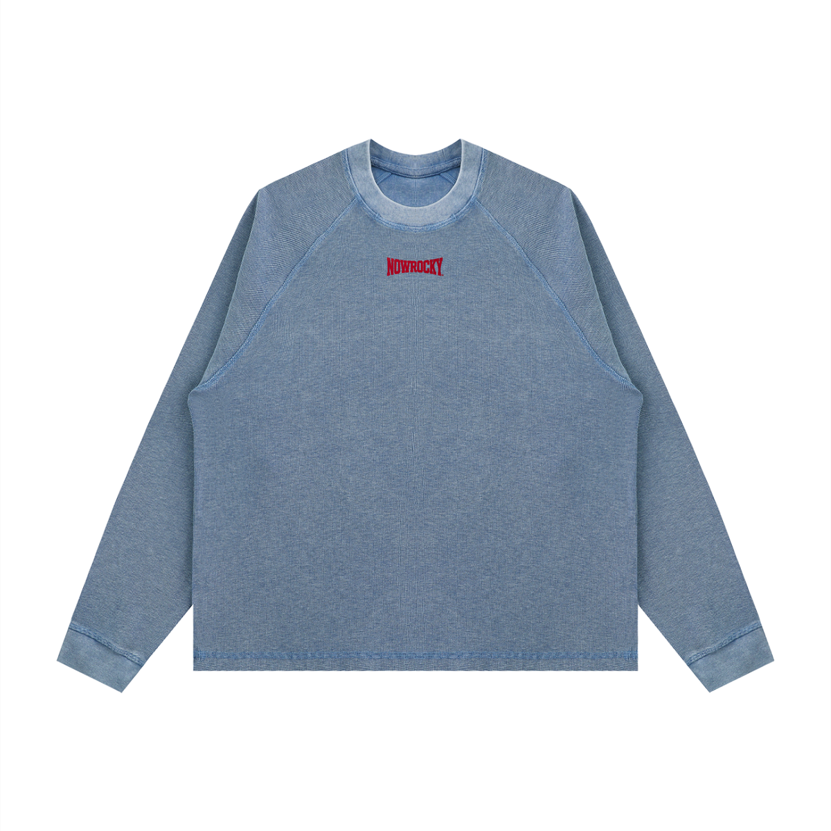 Longsleeve Vintage Wash Boxy Raglan – Nowrocky™ — zbliżenie na sprany efekt vintage wash