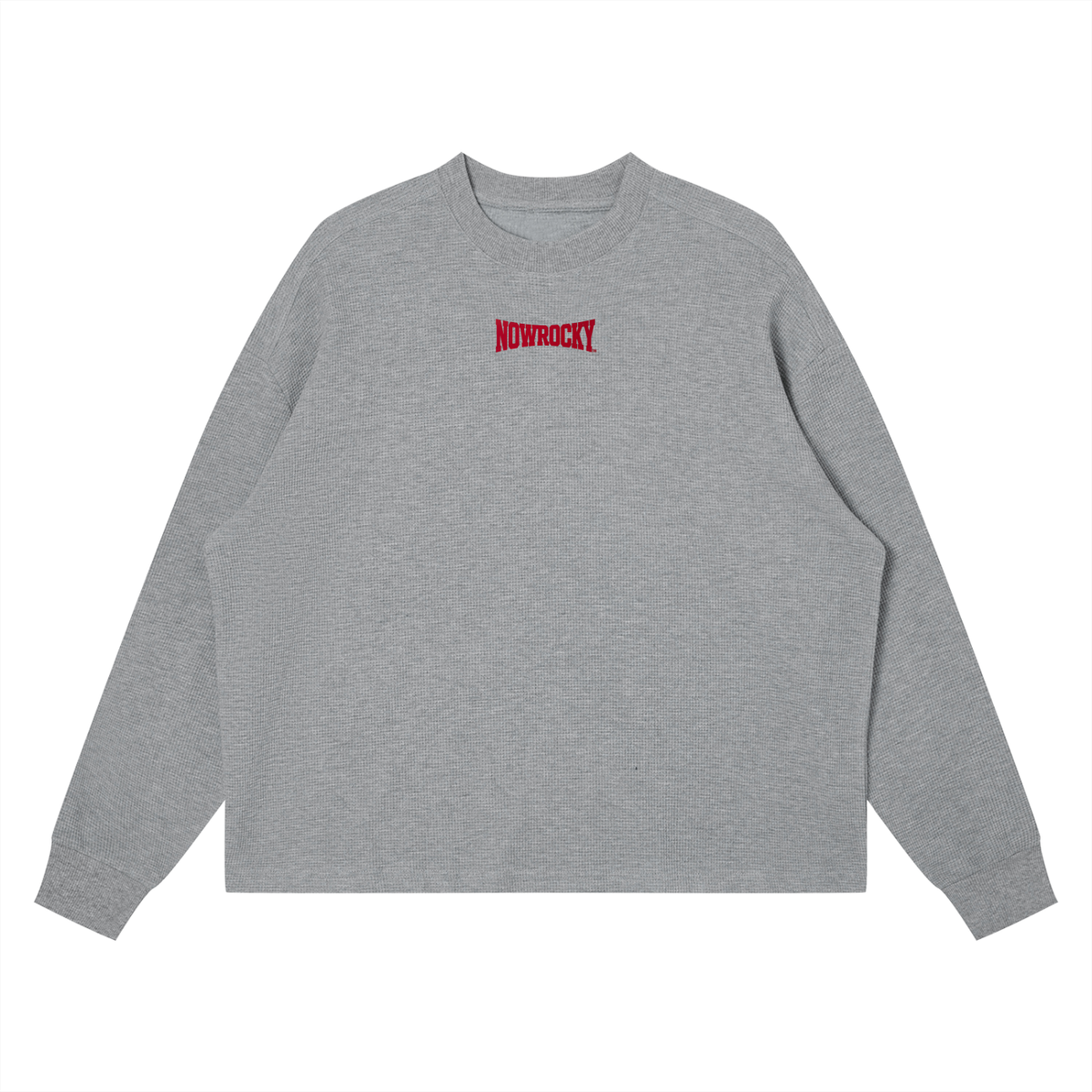 Longsleeve Waffle Boxy Drop Shoulder – Nowrocky™ — luźna koszulka waflowa, ujęcie z profilu