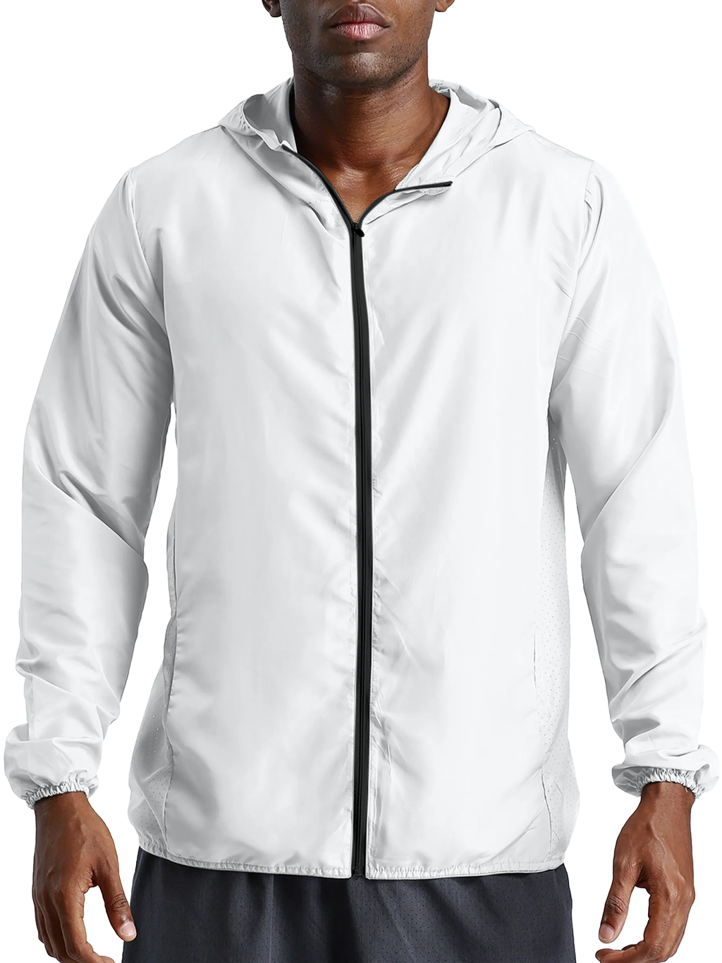 Kurtka z Kapturem Full Zip – Nowrocky™ — ujęcie z profilu, linia kroju