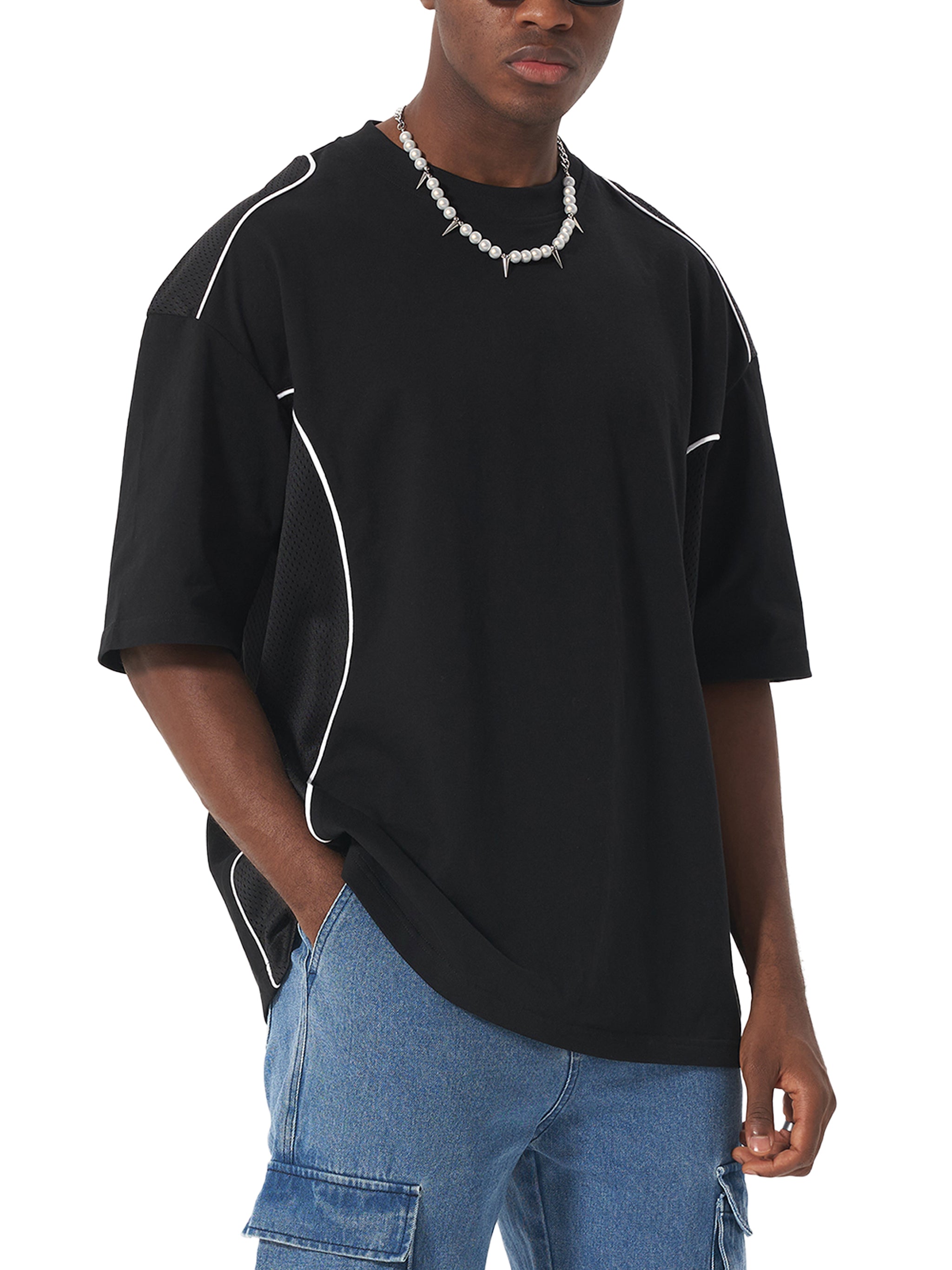T-shirt Contrast Piped Panel – Nowrocky™