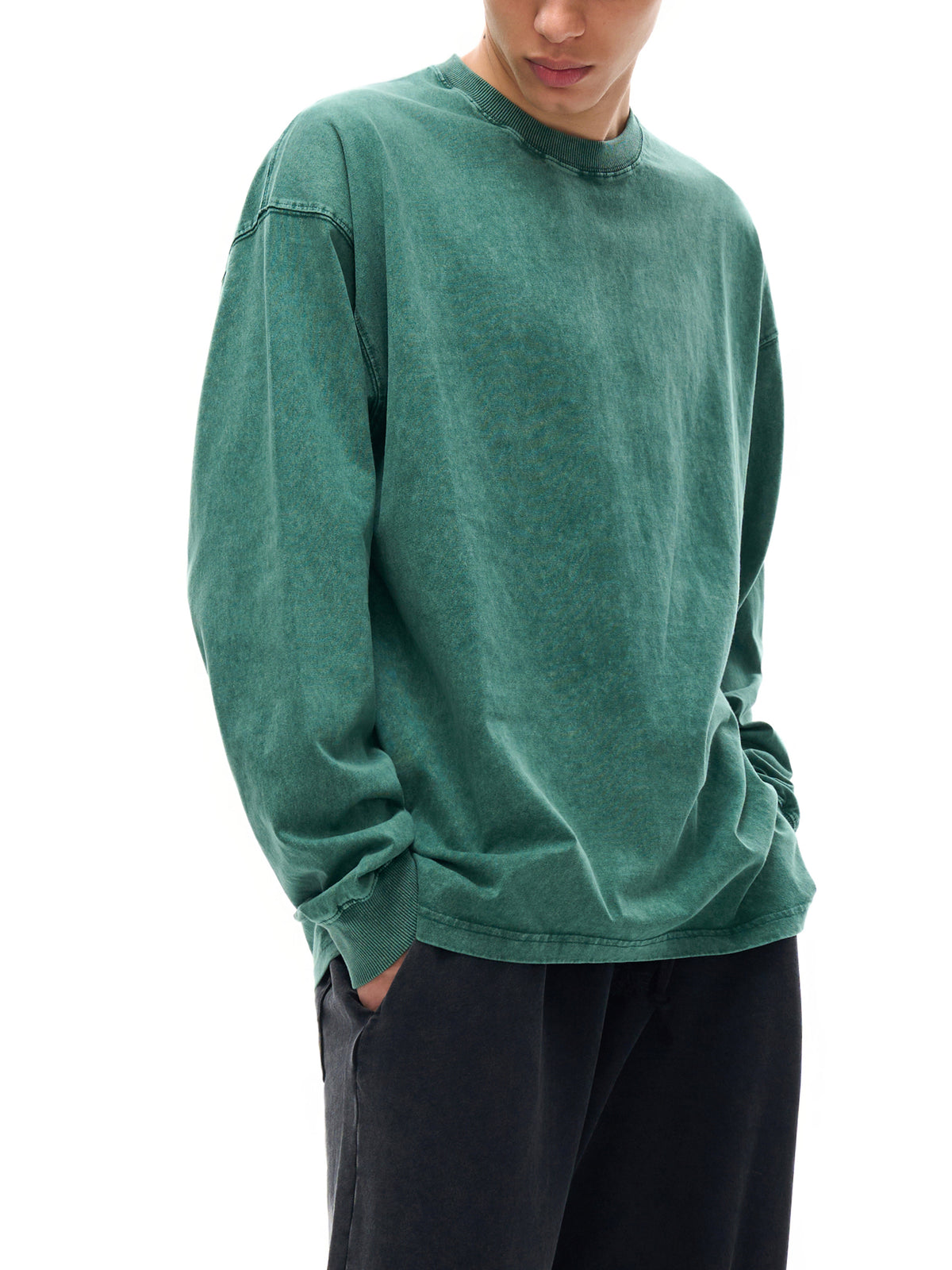 Longsleeve Acid Wash Oversize – Nowrocky™ — detal przeszyć bocznych