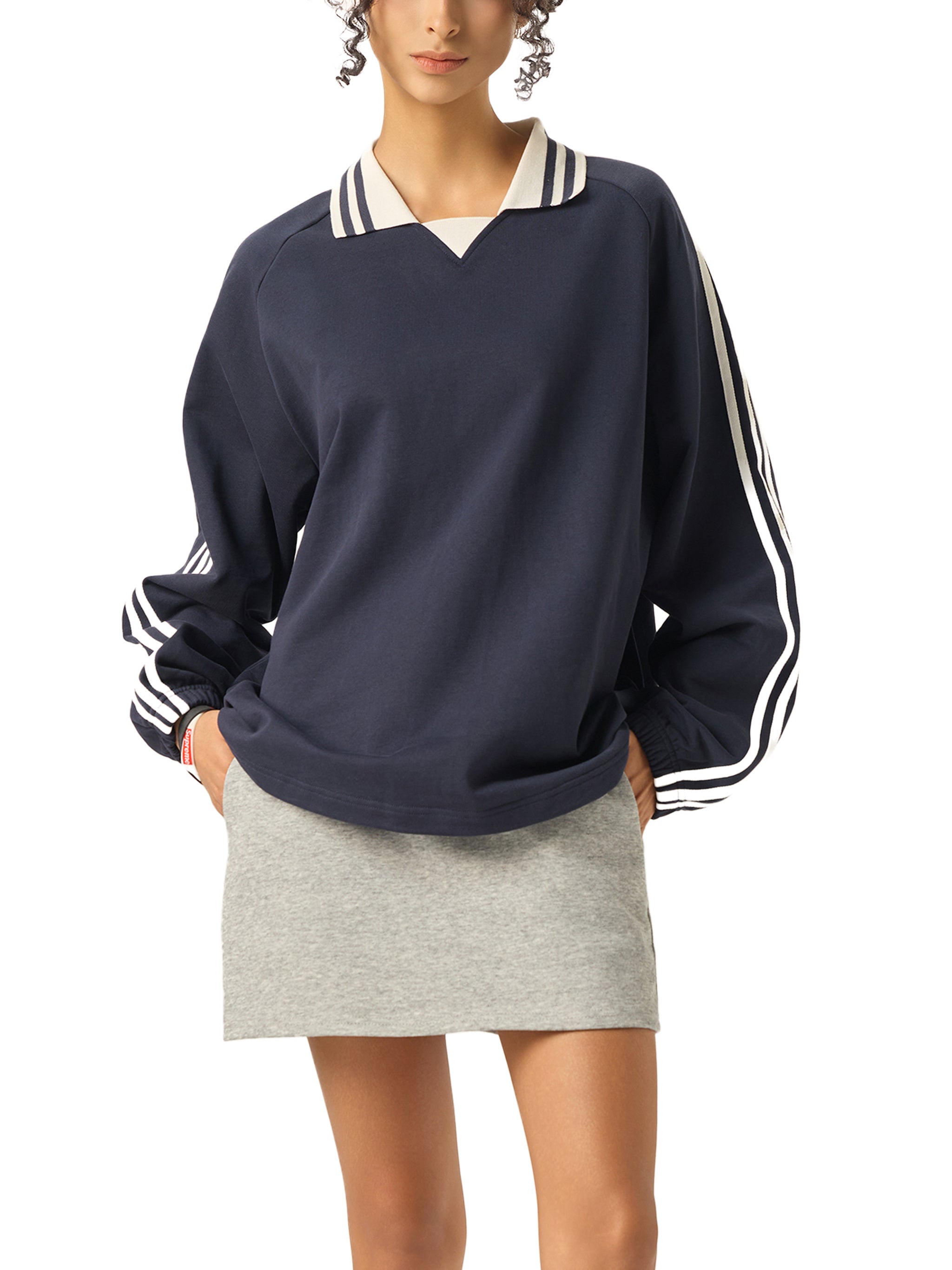 Bluza z Kontrastowymi Paskami i Kołnierzem – Nowrocky™