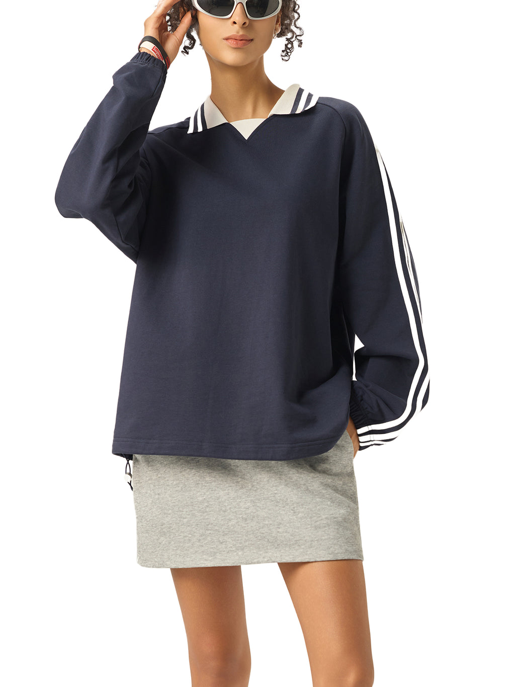 Bluza z Kontrastowymi Paskami i Kołnierzem – Nowrocky™