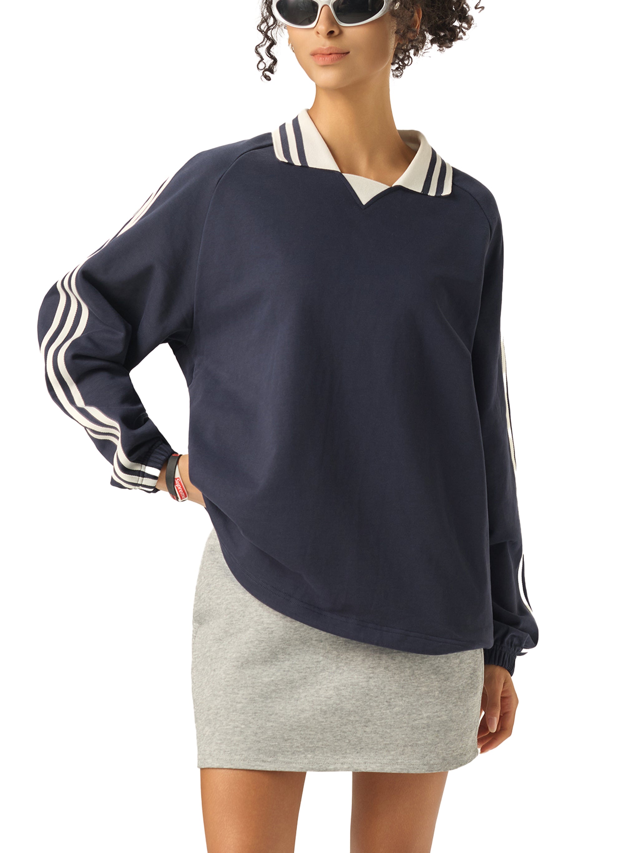 Bluza z Kontrastowymi Paskami i Kołnierzem – Nowrocky™
